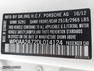 2013 Porsche Panamera with VIN WP0AA2A72DL014124, listed as a IAAI auction lot 42115410 with 184,206 mi miles. Bid and sale history available at carsss.com. Image 9.