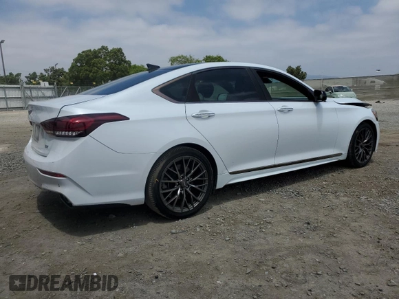 2018 Genesis G80 Sport with VIN KMHGN4JB2JU237330, listed as a Copart auction lot 58870695 with 61,417 mi miles and Salvage title. Bid and sale history available at DreamBid. Image 3.