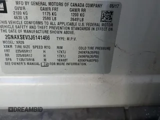 2018 Chevrolet Equinox LT with VIN 2GNAXSEV3J6141466, listed as a Copart auction lot 46596005 with 121,609 mi miles and Salvage Title. Bid and sale history available at carsss.com. Image 14.
