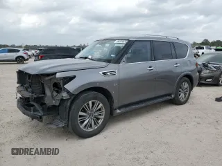 2020 Infiniti QX80 LUXE with VIN JN8AZ2NF5L9702046, listed as a Copart auction lot 48370875 with 79,895 mi miles and Salvage Title. Bid and sale history available at carsss.com. Image 1.