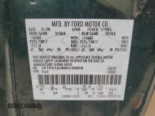 2008 Ford F-150 XL with VIN 1FTPX12V88KC95874, listed as a Copart auction lot 43202515 with 197,551 mi miles and Clean title. Bid and sale history available at DreamBid. Image 13.