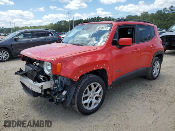2017 Jeep Renegade Latitude with VIN ZACCJBBB9HPF93903, listed as a Copart auction lot 56180255 with 89,090 mi miles and Salvage title. Bid and sale history available at DreamBid. Image 1.