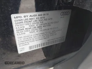 2019 Audi Q7 Premium with VIN WA1AAAF74KD002299, listed as a IAAI auction lot 42066717 with 91,898 mi miles and . Bid and sale history available at DreamBid. Image 9.
