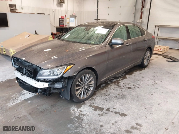2015 Hyundai Genesis 3.8L with VIN KMHGN4JE1FU029585, listed as a IAAI auction lot 40927798 with 80,425 mi miles. Bid and sale history available at carsss.com. Image 17.