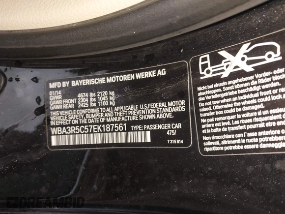 2014 BMW 4 Series 435i xDrive с VIN WBA3R5C57EK187561, выставлен на аукционе IAAI как лот 41722571 с пробегом 79 681 миль миль и . История ставок и продаж доступна на DreamBid. Изображение 9.