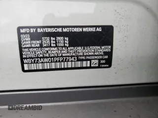 2023 BMW i4 eDrive40 with VIN WBY73AW01PFP77943, listed as a Copart auction lot 39385944 with 8,390 mi miles. Bid and sale history available at carsss.com. Image 12.