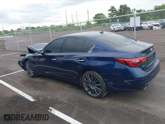 2024 Infiniti Q50 Red Sport 400 with VIN JN1FV7DR3RM680708, listed as a IAAI auction lot 42105449 with 2,681 mi miles and . Bid and sale history available at DreamBid. Image 13.