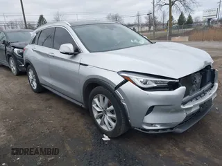2019 Infiniti QX50 LUXE with VIN 3PCAJ5M17KF122263, listed as a IAAI auction lot 41277687 with 58,338 mi miles. Bid and sale history available at carsss.com. Image 1.