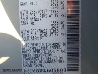 2025 Nissan Frontier PRO-4X with VIN 1N6ED1EK8SN605803, listed as a Copart auction lot 89102665 with 388 mi miles and Salvage Title. Bid and sale history available at carsss.com. Image 12.