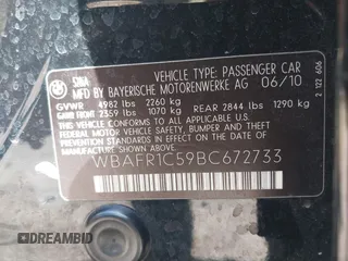 2011 BMW 5 Series 528i with VIN WBAFR1C59BC672733, listed as a IAAI auction lot 41777089 with 201,470 mi miles and . Bid and sale history available at carsss.com. Image 9.