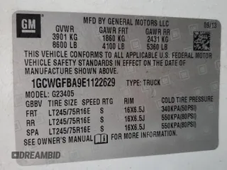 2014 Chevrolet Express Cargo Van with VIN 1GCWGFBA9E1122629, listed as a Copart auction lot 81180664 with 166,832 mi miles and Clean Title. Bid and sale history available at carsss.com. Image 13.