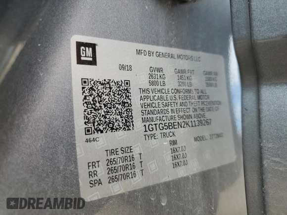 2019 GMC Canyon 2WD with VIN 1GTG5BEN2K1139267, listed as a Copart auction lot 73606404 with 158,288 mi miles and Salvage Title. Bid and sale history available at carsss.com. Image 14.