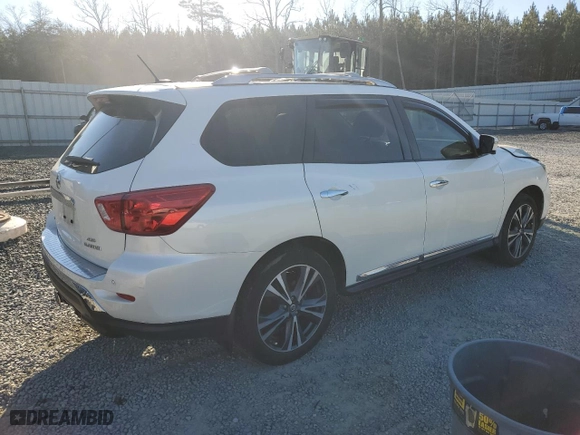 2017 Nissan Pathfinder S with VIN 5N1DR2MM6HC614704, listed as a Copart auction lot 46460315 with 201630 miles and Salvage Title. Bid and sale history available at carsss.com. Image 3.