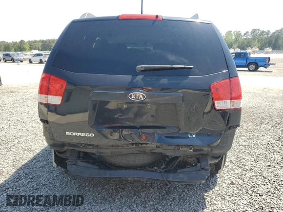 2009 Kia Borrego LX with VIN KNDJJ741395020692, listed as a Copart auction lot 52730975 with 217,861 mi miles and Salvage Title. Bid and sale history available at carsss.com. Image 6.