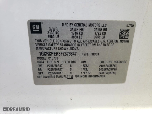 2015 Chevrolet Silverado 1500 LS with VIN 1GCRCPEH3FZ376847, listed as a Copart auction lot 44270765 with 93,119 mi miles and Clean Title. Bid and sale history available at carsss.com. Image 12.