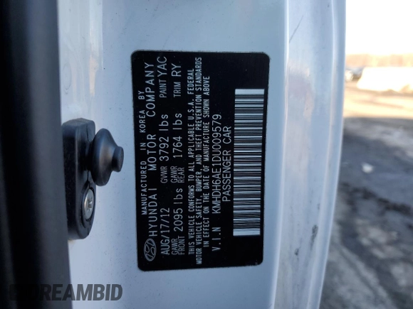 2013 Hyundai Elantra Coupe GS with VIN KMHDH6AE1DU009579, listed as a Copart auction lot 43067675 with 214,050 mi miles and Salvage Title. Bid and sale history available at carsss.com. Image 12.