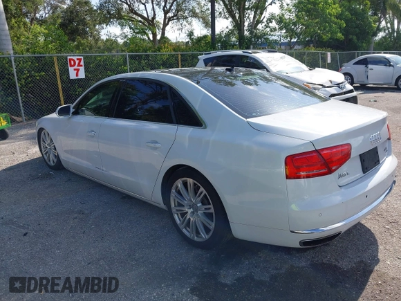 2014 Audi A8 4.0T with VIN WAUR2AFD8EN004371, listed as a IAAI auction lot 42693492 with 159,405 mi miles and . Bid and sale history available at DreamBid. Image 3.