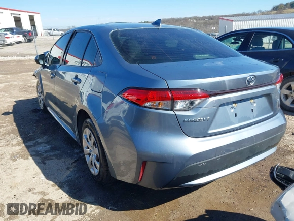 2020 Toyota Corolla LE with VIN JTDEPRAE7LJ106069, listed as a IAAI auction lot 41657178 with 116,008 mi miles. Bid and sale history available at carsss.com. Image 3.