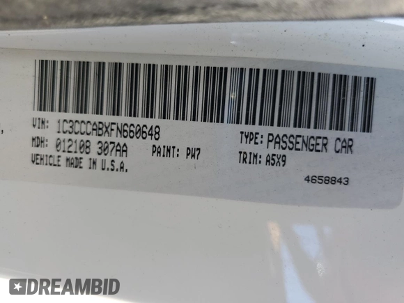 2015 Chrysler 200 Limited with VIN 1C3CCCABXFN660648, listed as a Copart auction lot 60479655 with 121,348 mi miles and Salvage title. Bid and sale history available at DreamBid. Image 13.