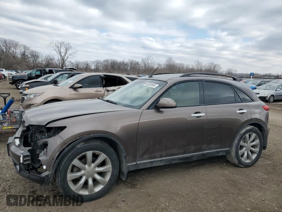 2003 Infiniti FX Options z VIN JNRAS08W03X202372, wystawiony jako Copart lot #46626995 z przebiegiem 124 061 mil mil oraz Szkoda całkowita • Salvage title. Historia ofert i sprzedaży dostępna na DreamBid. Obrazek 1.
