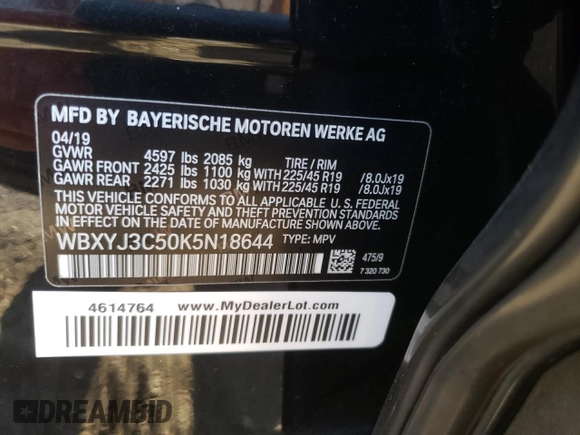 2019 BMW X2 sDrive28i z VIN WBXYJ3C50K5N18644, wystawiony jako Copart lot #63730432 z przebiegiem 22 310 mil mil oraz . Historia ofert i sprzedaży dostępna na DreamBid. Obrazek 10.