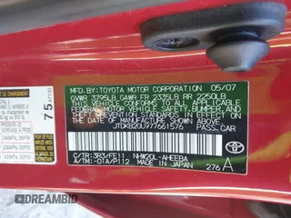 2007 Toyota Prius z VIN JTDKB20U977661576, wystawiony jako IAAI lot #42163755 z przebiegiem 142 012 mil mil oraz . Historia ofert i sprzedaży dostępna na DreamBid. Obrazek 9.