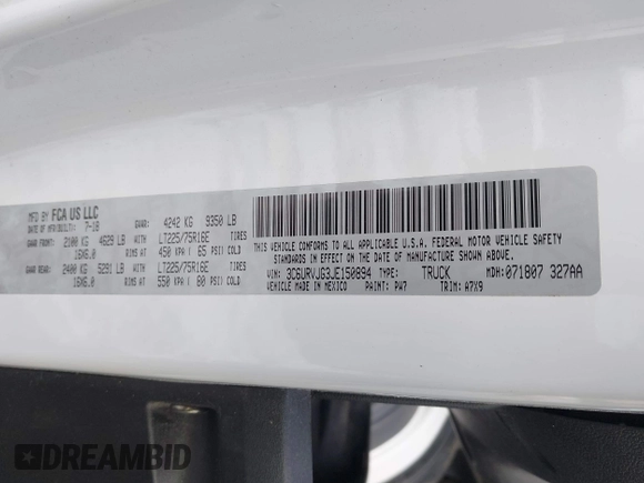 2018 Ram ProMaster Cargo with VIN 3C6URVJG3JE150894, listed as a IAAI auction lot 41256857 with 82,012 mi miles. Bid and sale history available at carsss.com. Image 9.