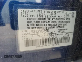 2017 Nissan Sentra SR with VIN 3N1AB7AP1HY254596, listed as a Copart auction lot 54683265 with 81,475 mi miles and Salvage title. Bid and sale history available at DreamBid. Image 12.