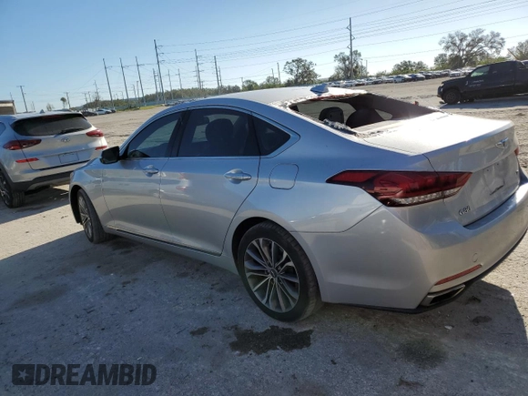 2017 Genesis G80 3.8L with VIN KMHGN4JE6HU175371, listed as a Copart auction lot 76589624 with 104,265 mi miles and Salvage Title. Bid and sale history available at carsss.com. Image 2.