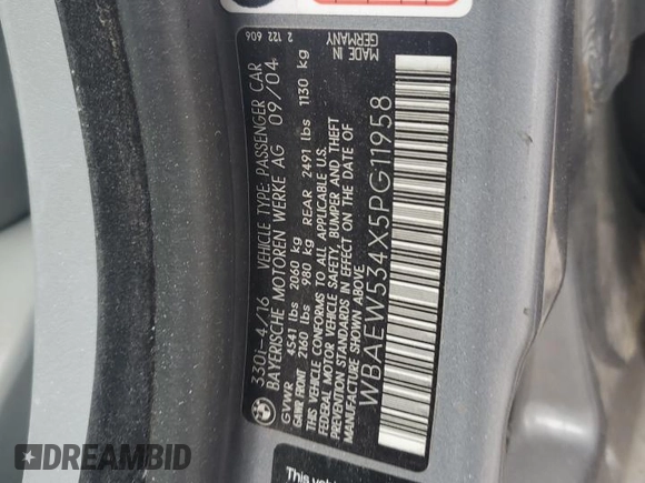 2005 BMW 3 Series 330xi with VIN WBAEW534X5PG11958, listed as a Copart auction lot 52908645 with 313,387 mi miles and Salvage Title. Bid and sale history available at DreamBid. Image 12.
