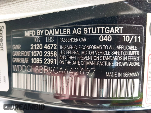 2012 Mercedes-Benz C 300 Sport с VIN WDDGF8BB9CA642697, выставлен на аукционе IAAI как лот 42479043 с пробегом 93 021 миль миль и . История ставок и продаж доступна на DreamBid. Изображение 9.