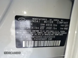 2025 Genesis G70 2.5T with VIN KMTG34SC1SU152015, listed as a Copart auction lot 85240954 with 3,378 mi miles and Salvage Title. Bid and sale history available at DreamBid. Image 12.