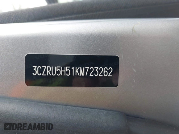 2019 Honda HR-V EX with VIN 3CZRU5H51KM723262, listed as a IAAI auction lot 41912571 with 41,598 mi miles. Bid and sale history available at carsss.com. Image 9.