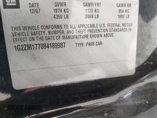 2008 Pontiac G6 GXP with VIN 1G2ZM177084189987, listed as a IAAI auction lot 41890497 with 247,992 mi miles. Bid and sale history available at carsss.com. Image 9.