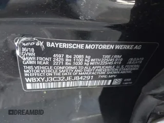 2018 BMW X2 sDrive28i with VIN WBXYJ3C32JEJ84291, listed as a IAAI auction lot 42575234 with 65,081 mi miles and . Bid and sale history available at DreamBid. Image 9.