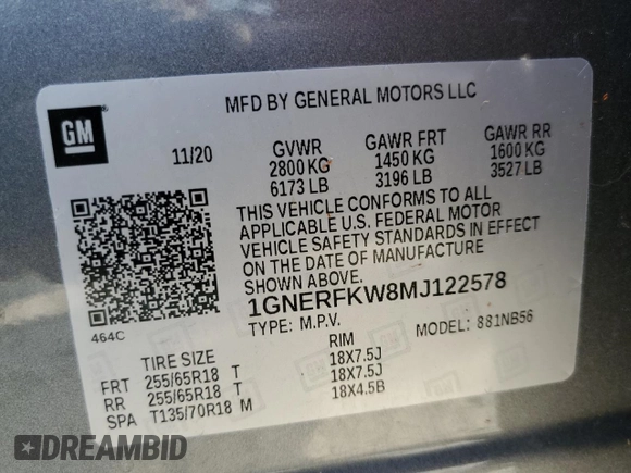 2021 Chevrolet Traverse LS with VIN 1GNERFKW8MJ122578, listed as a Copart auction lot 68529624 with 0 mi miles and Salvage Title. Bid and sale history available at carsss.com. Image 14.