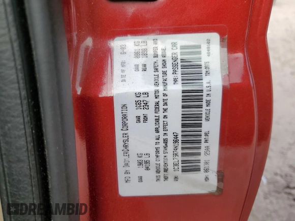 2004 Chrysler Sebring GTC z VIN 1C3EL75R74N196447, wystawiony jako Copart lot #85676674 z przebiegiem Nie podano mil oraz Czysty tytuł • Clean title. Historia ofert i sprzedaży dostępna na DreamBid. Obrazek 12.
