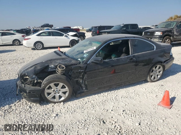 2003 BMW 3 Series 325Ci with VIN WBABN33483PC99601, listed as a Copart auction lot 75511754 with 0 mi miles and Salvage Title. Bid and sale history available at carsss.com. Image 1.
