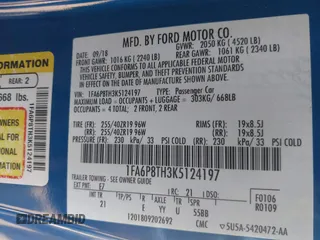 2019 Ford Mustang EcoBoost with VIN 1FA6P8TH3K5124197, listed as a IAAI auction lot 42579034 with 57,965 mi miles and . Bid and sale history available at DreamBid. Image 9.