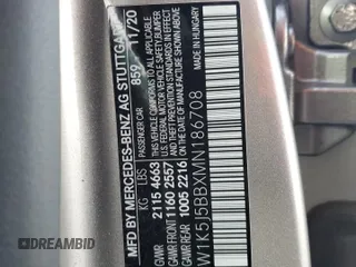 2021 Mercedes-Benz CLA with VIN W1K5J5BBXMN186708, listed as a Copart auction lot 83515554 with 54,574 mi miles and Salvage Title. Bid and sale history available at carsss.com. Image 14.