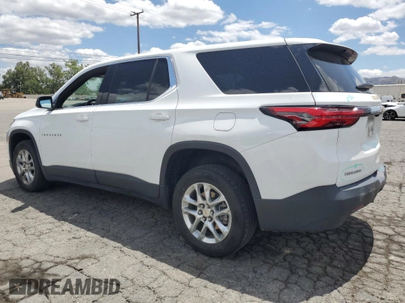 2023 Chevrolet Traverse LS z VIN 1GNERFKW9PJ140561, wystawiony jako Copart lot #56898305 z przebiegiem 57 497 mil mil oraz Szkoda całkowita • Salvage title. Historia ofert i sprzedaży dostępna na DreamBid. Obrazek 2.