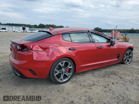 2020 Kia Stinger GT with VIN KNAE35LC4L6079560, listed as a Copart auction lot 72028704 with 50,434 mi miles and Salvage Title. Bid and sale history available at DreamBid. Image 3.