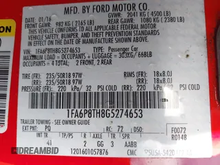 2016 Ford Mustang EcoBoost with VIN 1FA6P8TH8G5274653, listed as a IAAI auction lot 41402917 with 108,478 mi miles and . Bid and sale history available at carsss.com. Image 9.