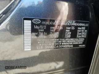 2023 Hyundai Santa Fe Hybrid Limited with VIN 5NMS5DA1XPH009646, listed as a Copart auction lot 76466614 with 3,942 mi miles and Salvage Title. Bid and sale history available at carsss.com. Image 13.