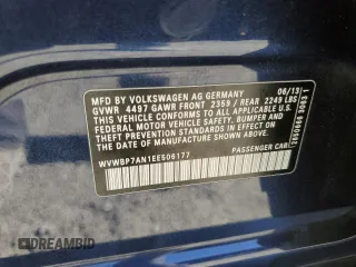 2014 Volkswagen CC Sport with VIN WVWBP7AN1EE506177, listed as a Copart auction lot 76997114 with 117,039 mi miles and Salvage Title. Bid and sale history available at carsss.com. Image 14.