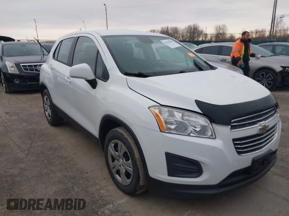 2016 Chevrolet Trax LS with VIN KL7CJKSBXGB647909, listed as a IAAI auction lot 41930642 with 112,063 mi miles. Bid and sale history available at carsss.com. Image 1.