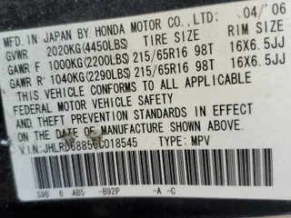 2006 Honda CR-V EX with VIN JHLRD68856C018545, listed as a Copart auction lot 72254194 with 268,027 mi miles and Salvage Title. Bid and sale history available at carsss.com. Image 13.