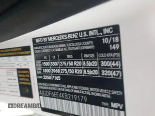 2019 Mercedes-Benz GLS with VIN 4JGDF6EE4KB219179, listed as a Copart auction lot 69351872 with 57,675 mi miles. Bid and sale history available at carsss.com. Image 15.