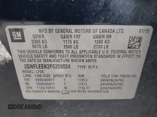 2015 Chevrolet Equinox LS with VIN 2GNFLEEK2F6259024, listed as a IAAI auction lot 41974222 with 144,100 mi miles. Bid and sale history available at carsss.com. Image 9.