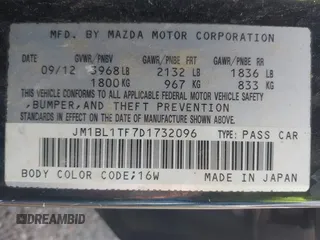 2013 Mazda 3 i SV with VIN JM1BL1TF7D1732096, listed as a IAAI auction lot 41791868 with 121,471 mi miles and . Bid and sale history available at DreamBid. Image 9.